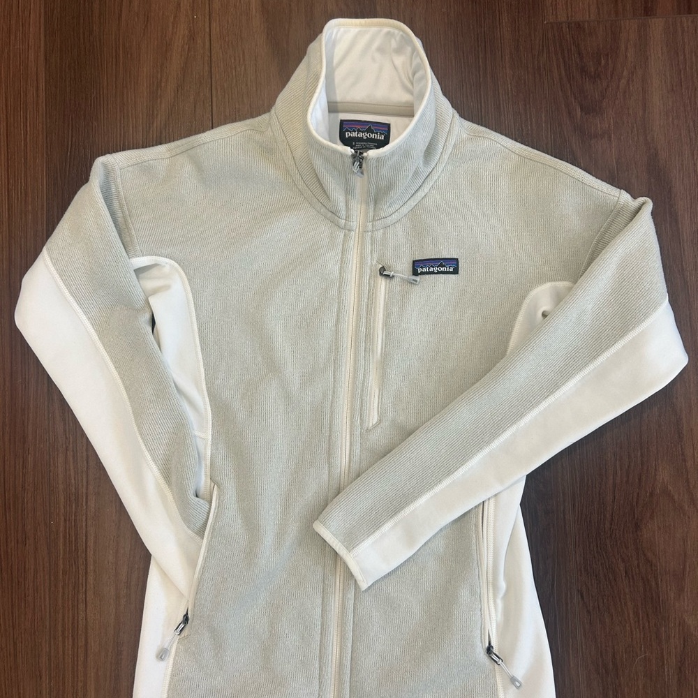 Patagonia Cream and White Zip-Up Fleece
